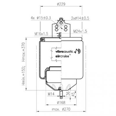 PERNA AER FATA/SPATE VOLVO FH 6607NP01 (piston 170mm) Vibracoustic V1DF16E2